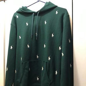 POLO Ralph Lauren Ponies All Over Hoodie Hunter Green L Large